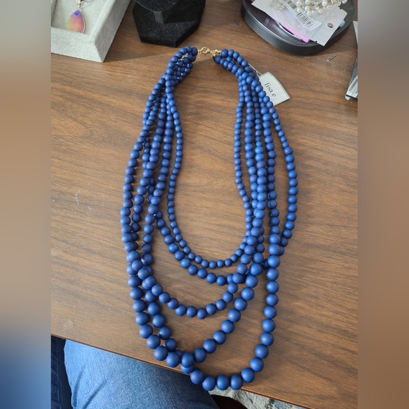Lisa e dark blue 5 strand statement necklace - Picture 1 of 4